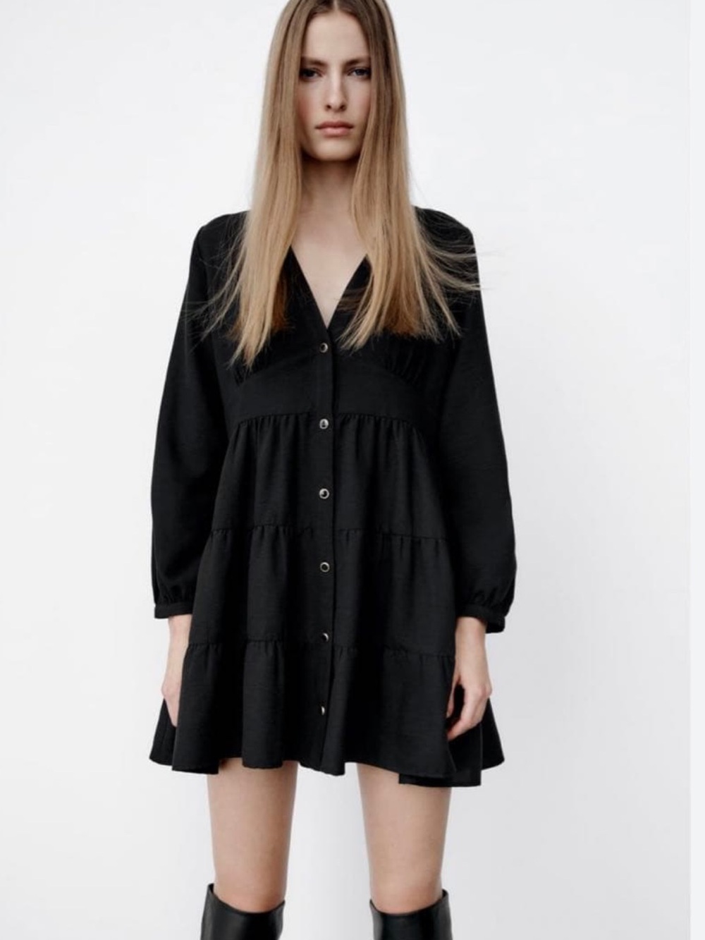 NWT Zara Babydoll Tiered Shirt Dress